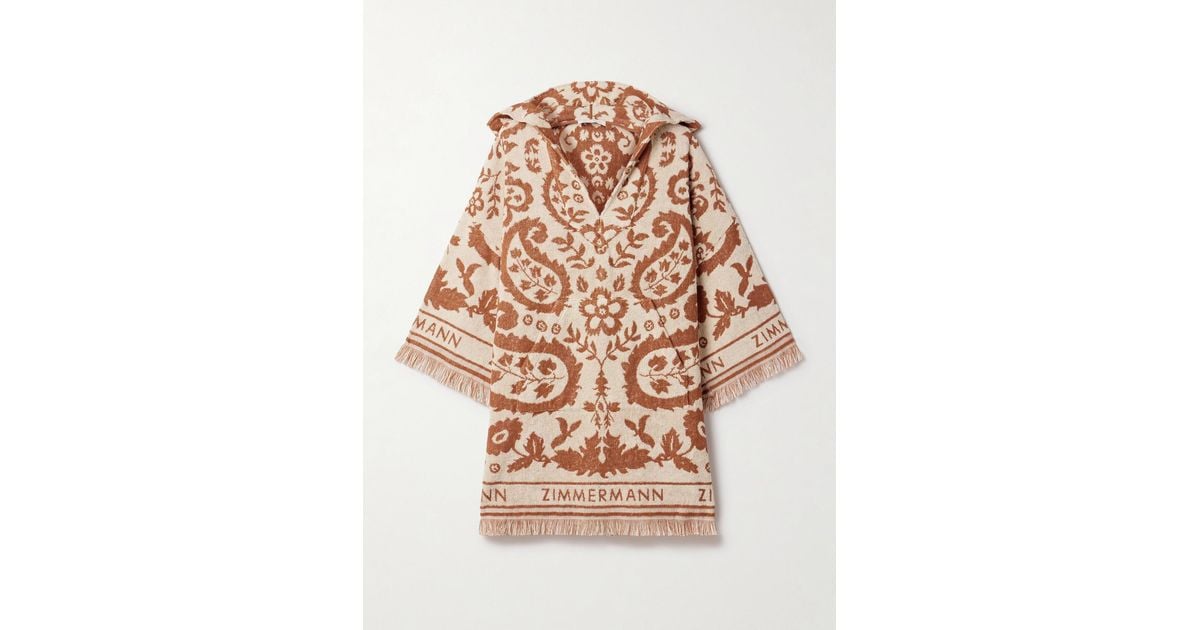 Zimmermann Wylie Hooded Frayed Cotton-Terry Jacquard Mini