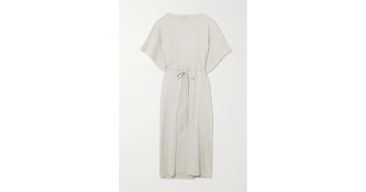 Baserange Clair Cutout Ribbed Organic Cotton-jersey Wrap Dress in Gray - Lyst