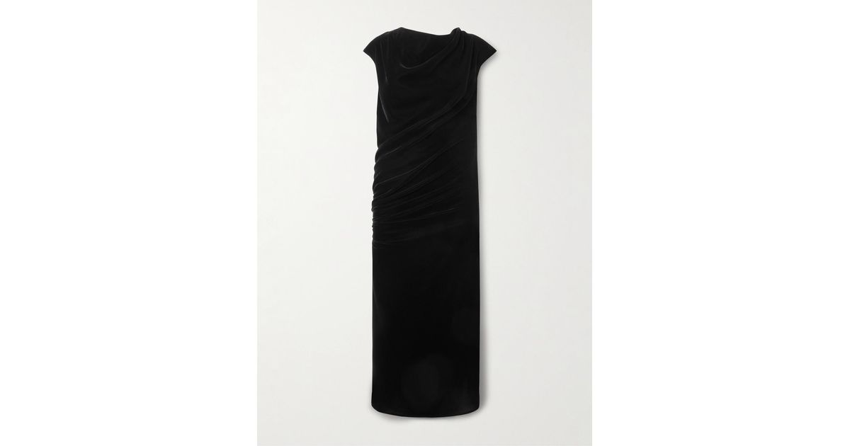 DRAPED VELVET SEQUIN MAXI DRESS IN BLACK main image 1