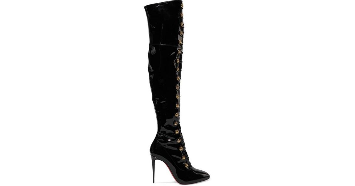 Christian Louboutin Frenchissima Alta 100 Patent-leather Over-the-knee  Boots in Black | Lyst