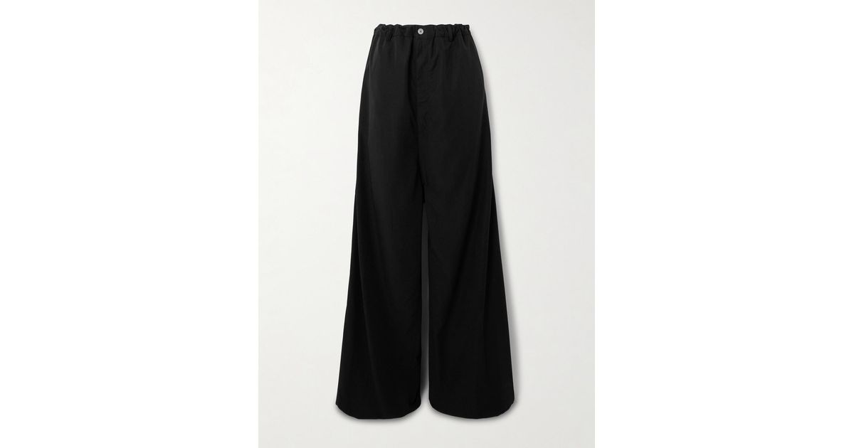 Balenciaga Lyocell-Poplin Wide-Leg Pants in Black | Lyst Australia