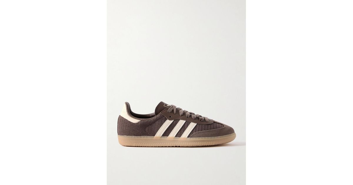 adidas Originals Samba Og Leather And Suede-Trimmed Crochet Sneakers in Brown | Lyst adidas Originals Samba Og Leather And Suede-Trimmed Crochet Sneakers in Brown | Lyst