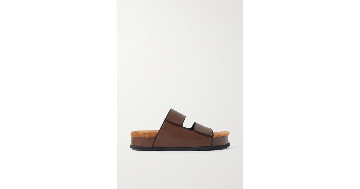 neous dombai shearling lined leather slides