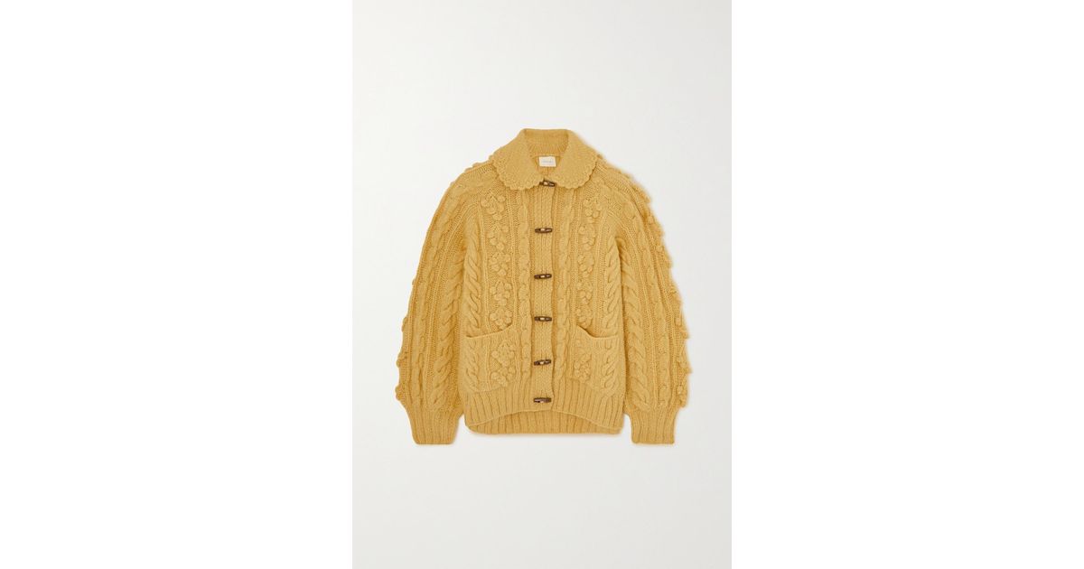 Doen + Net Sustain Rive Cable-knit Alpaca-blend Cardigan in Yellow | Lyst  Canada