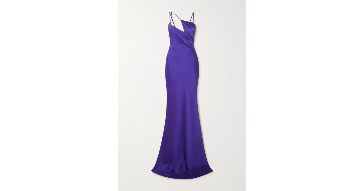 The Attico Melva Cutout Satin Maxi Dress in Purple | Lyst