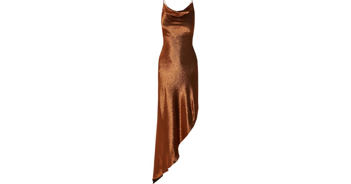 copper silk dress