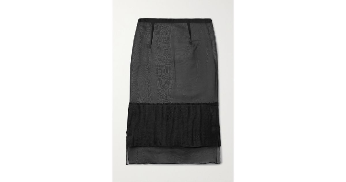 Khaite Alleta Silk-organza Midi Skirt in Black | Lyst