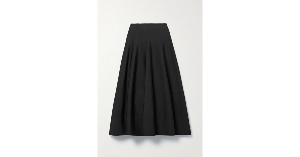 The Row Cindy Stretch-knit Midi Skirt in Black | Lyst