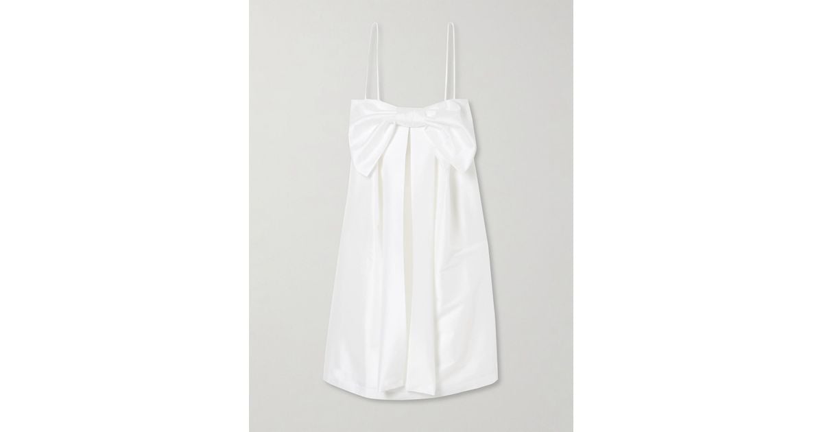 BERNADETTE Estee Bow-Detailed Taffeta Mini Dress in White | Lyst