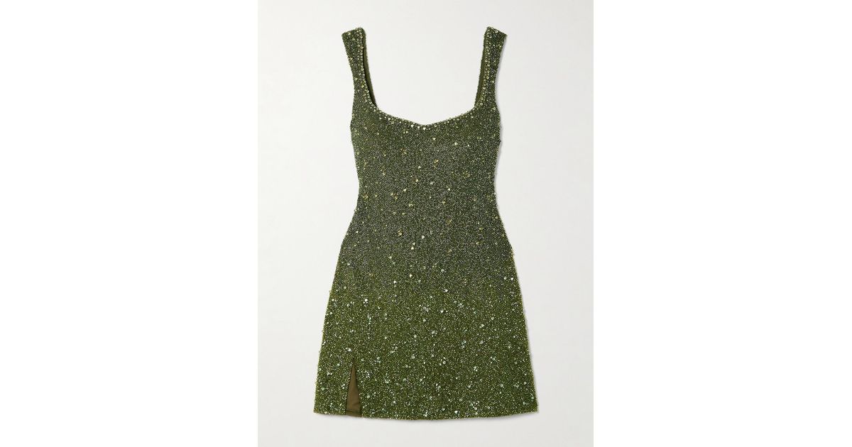 Clio Peppiatt Embellished Stretch-Tulle Mini Dress in Green | Lyst Australia