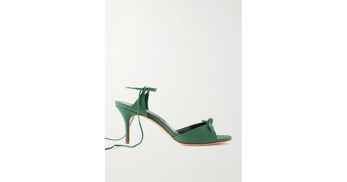 Manolo Blahnik Potasia 70 Bow embellished Crepe De Chine Sandals