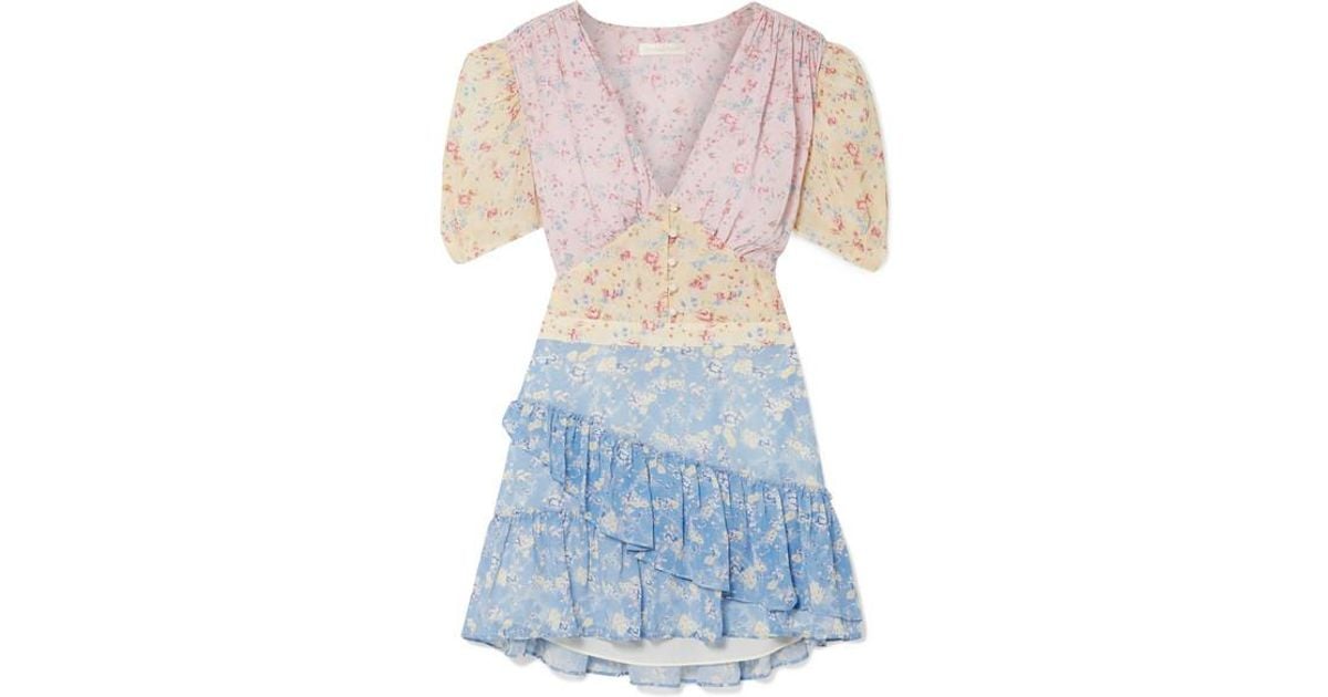 LoveShackFancy Bea Ruffled Floral-print Silk-georgette Mini Dress ...