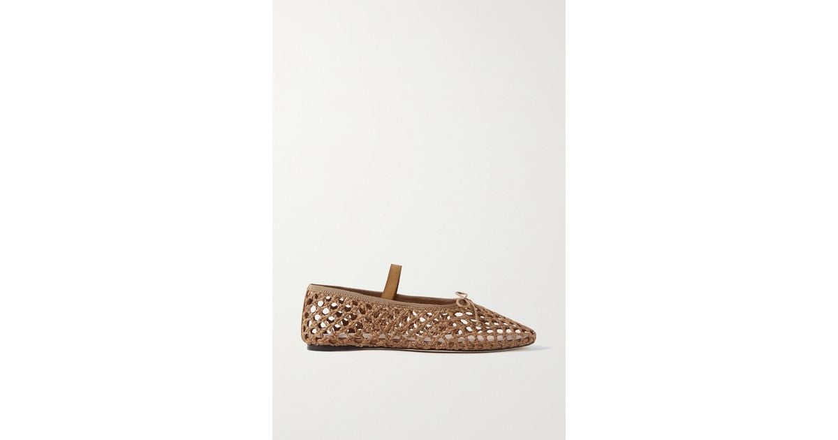 Loeffler Randall Leonie Grosgrain-trimmed Raffia Mary Jane Ballet Flats
