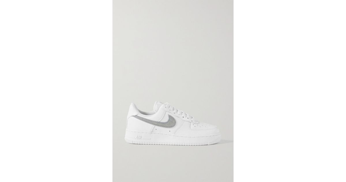 Nike Air Force 1 Glittered Rubbertrimmed Leather Sneakers in White Lyst