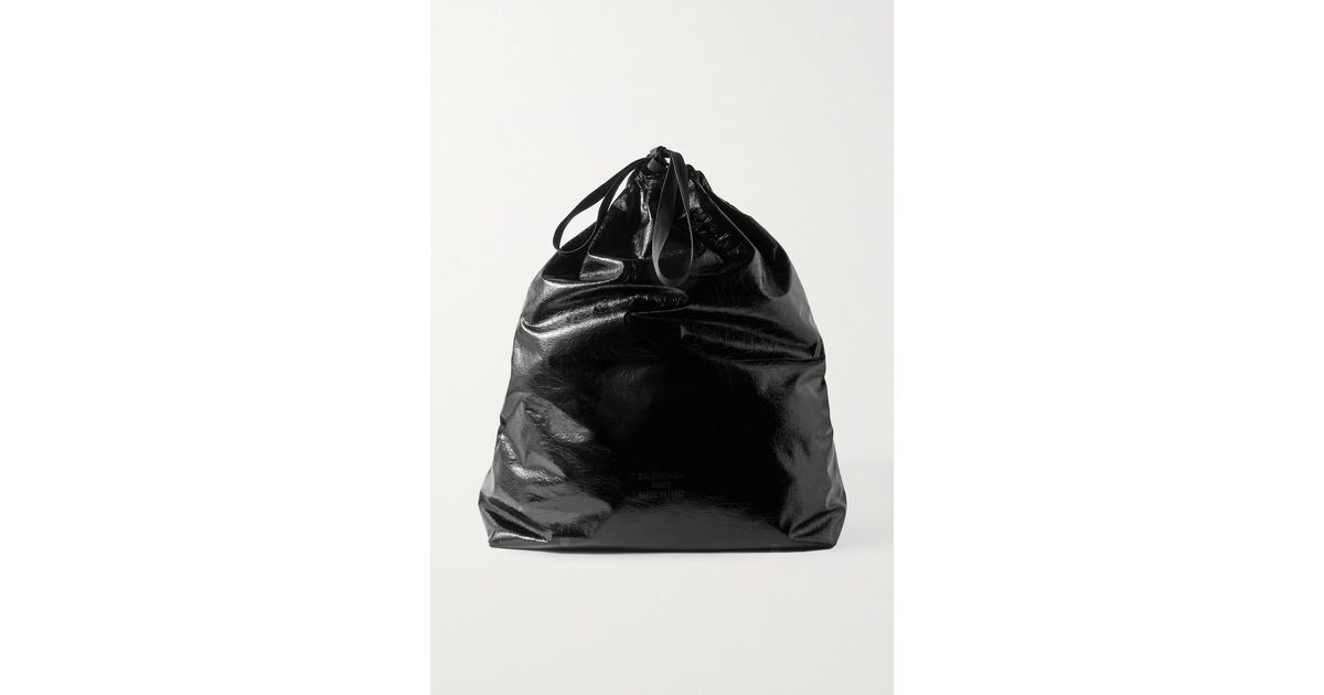 Balenciaga Trash Bag Crinkled Glossedleather Tote in Black Lyst