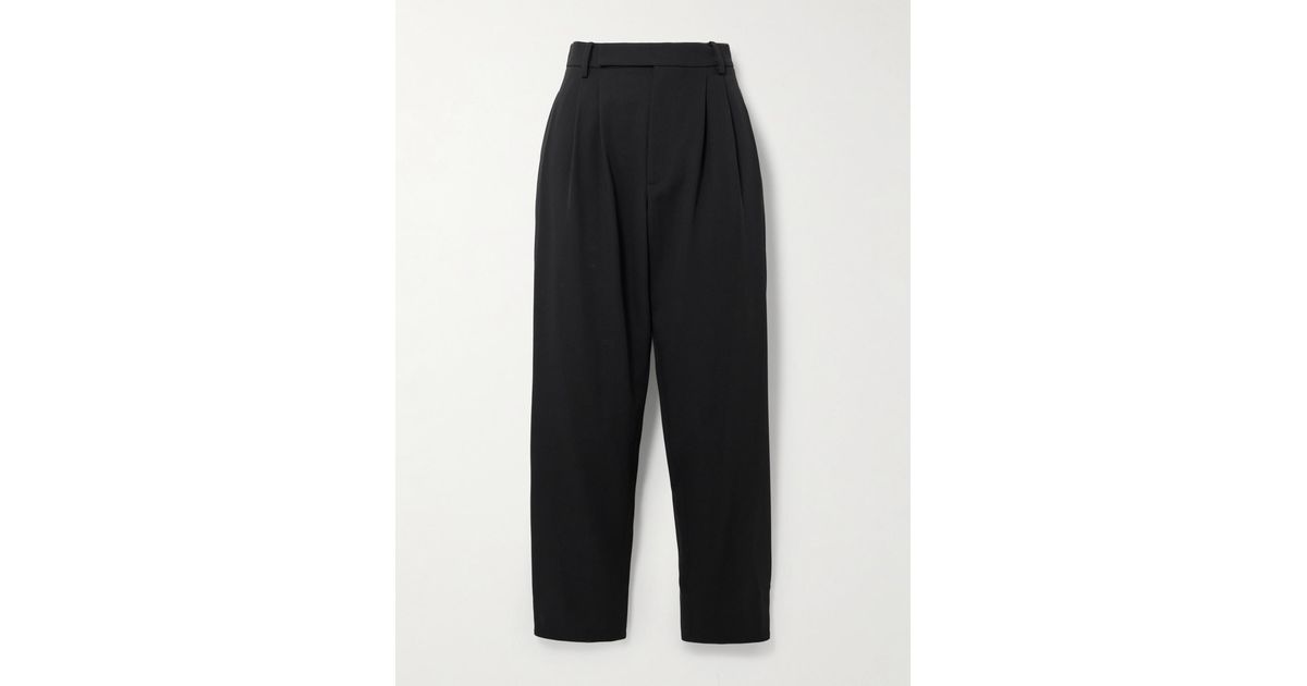 Ralph Lauren Jeanne Pleated Wool Tapered Pants in Black | Lyst UK