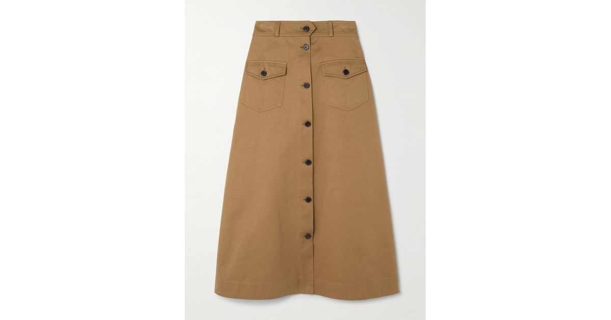 スカート Saint Laurent COTTON TWILL MIDI SKIRT SAINT LAURENT Cotton-twill midi skirt | NET-A-PORTER