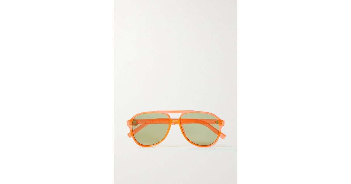 Le Specs Tragic Magic Aviator style Neon Acetate Sunglasses In Orange 