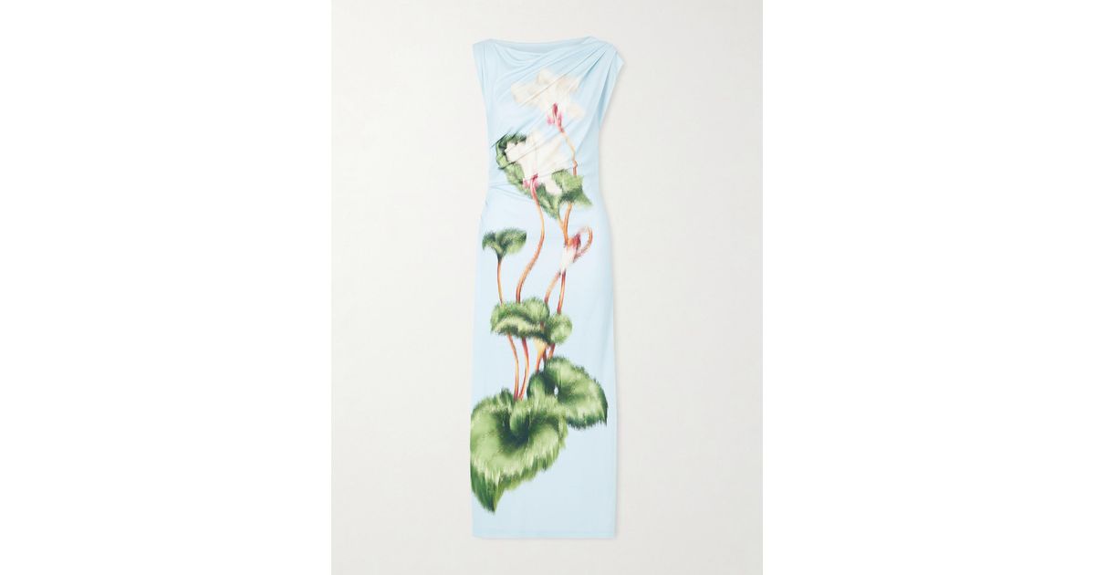 oscar de la renta draped printed stretch jersey midi dress Stretch-Jersey in Green SUMMERW24-1