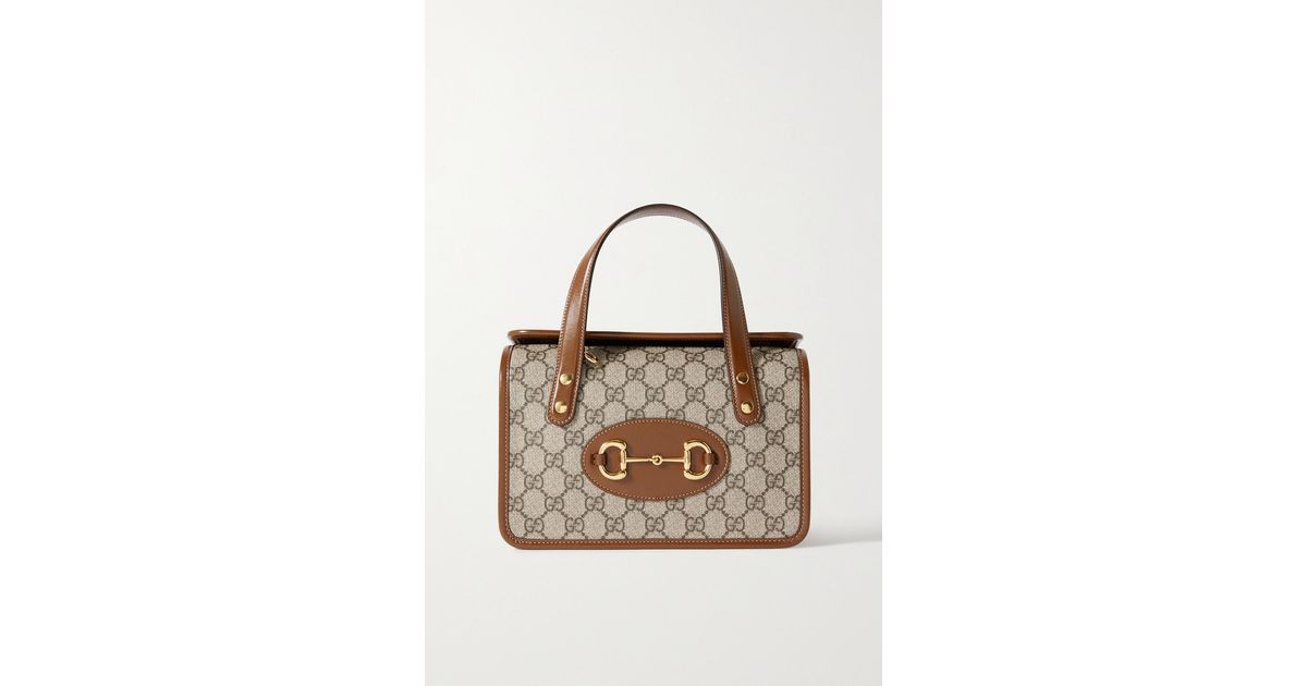 GUCCI Horsebit 1955 small leather-trimmed printed coated-canvas