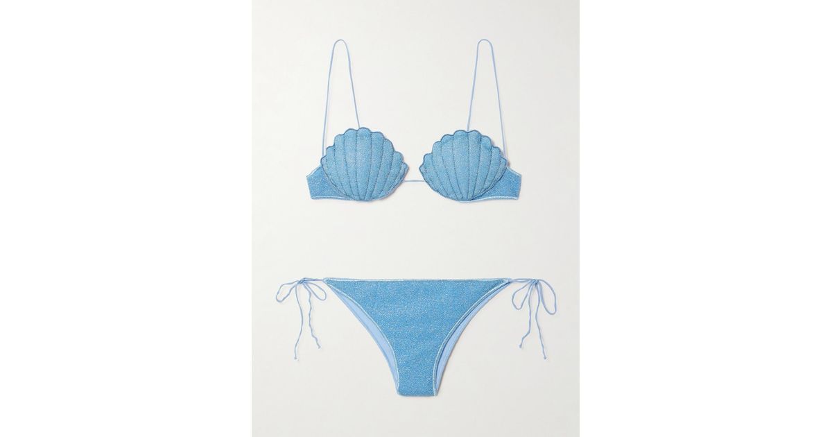 Oséree Lumière Shell Lurex Bikini in Blue | Lyst