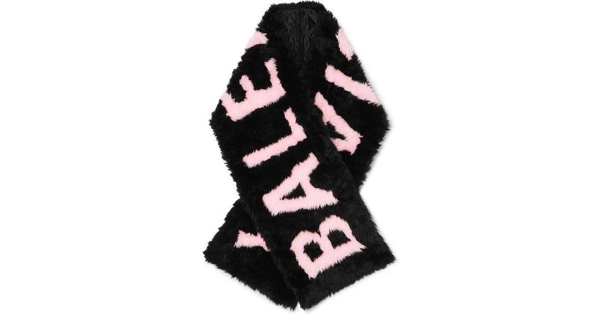 balenciaga pink fur scarf
