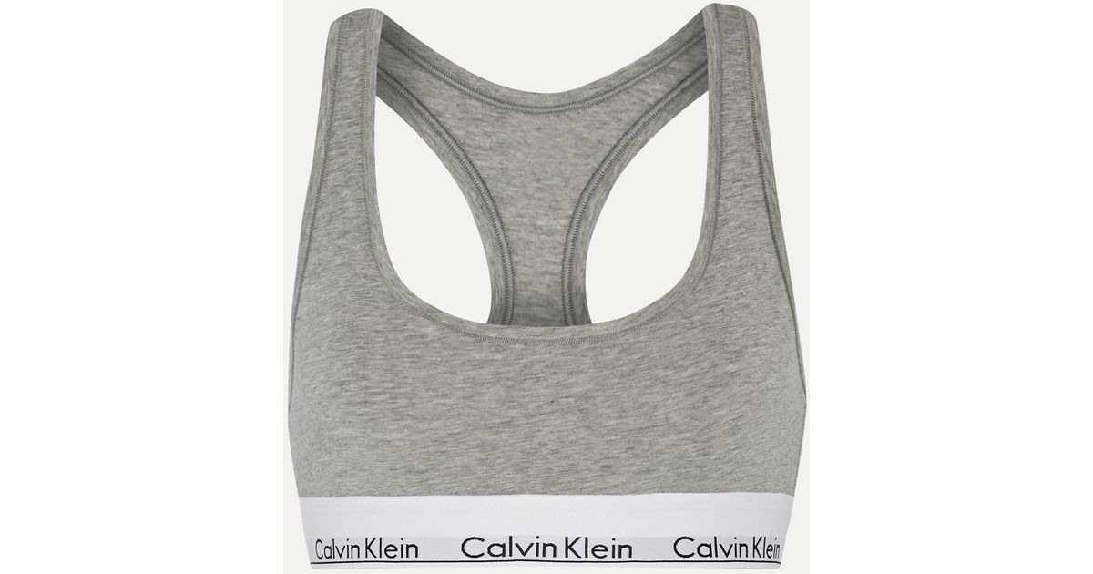 Calvin Klein Modern Cotton Stretch Cotton-blend Soft-cup Bra in Grey | Lyst  Canada