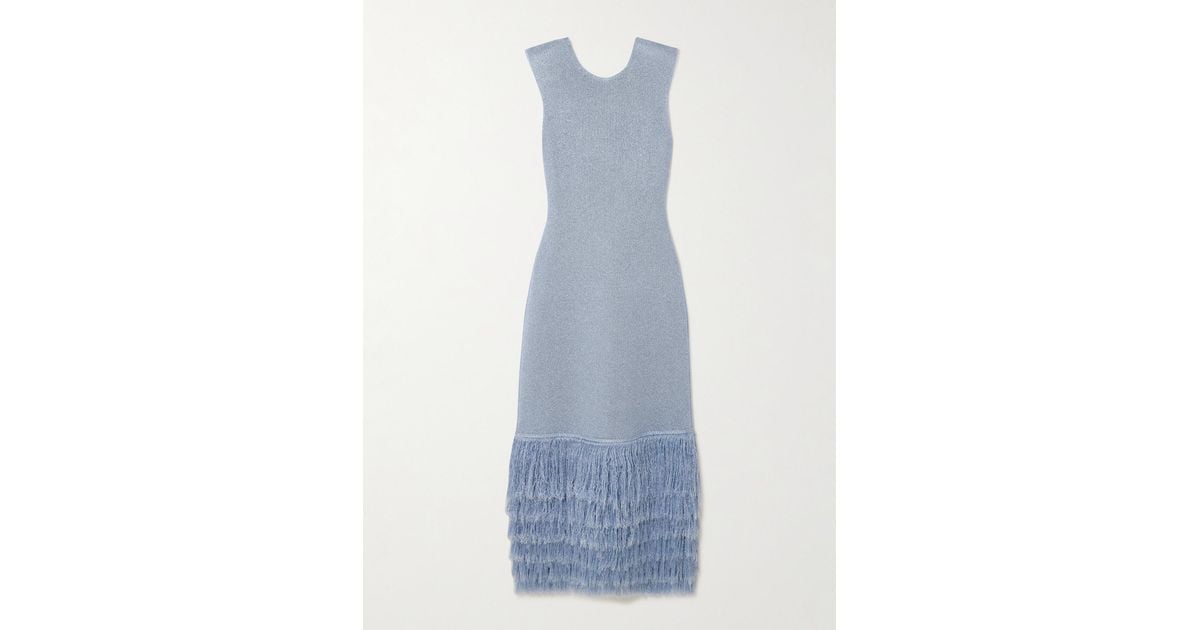 Aje. Breeze Fringed Metallic Knitted Midi Dress in Blue | Lyst Aje. Breeze Fringed Metallic Knitted Midi Dress in Blue | Lyst
