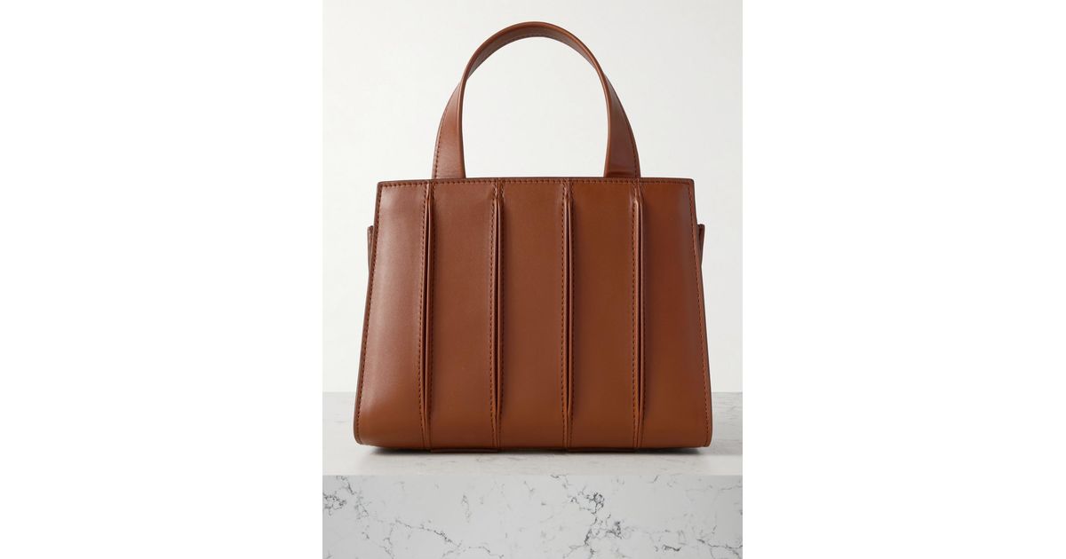 【 MAX MARA 】Whitney Bag 4 レザー スモール プリーツデザイン Max Mara Whitney Bag 4 Small Pleated Leather Tote in Brown
