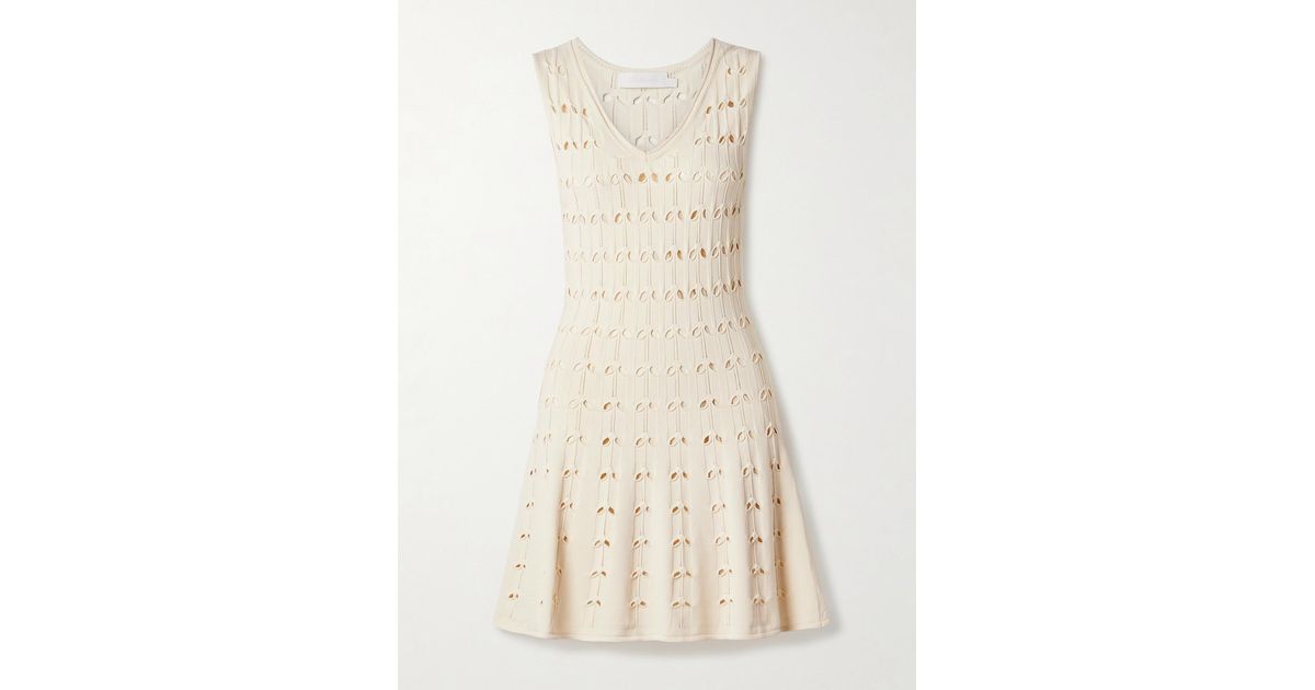 Zimmermann Rhiannon Cutout Pointelle-Knit Cotton-Blend Mini