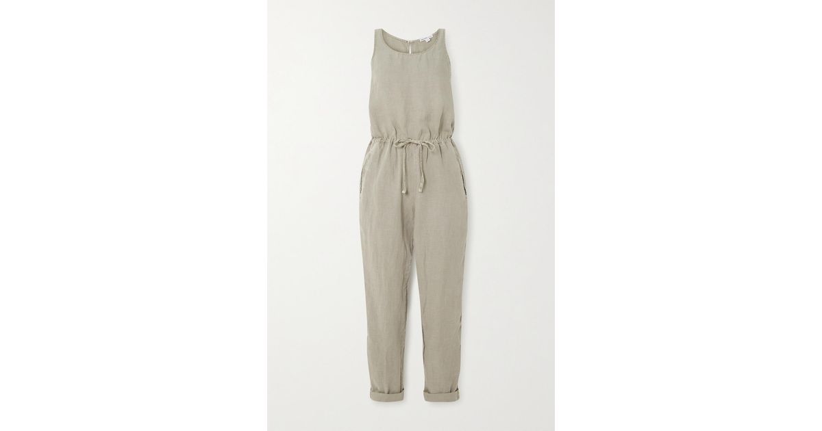 James Perse Tm Lyocell And Linen-blend Canvas Jumpsuit in White | Lyst
