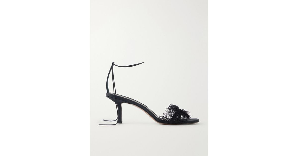 Neous Belel Lace-Trimmed Twill Sandals in Black | Lyst UK