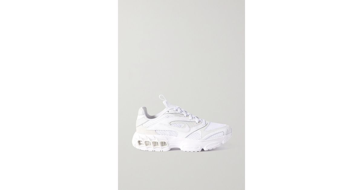 Nike Zoom Air Fire Mesh, Faux Leather And Faux Suede Sneakers in White |  Lyst