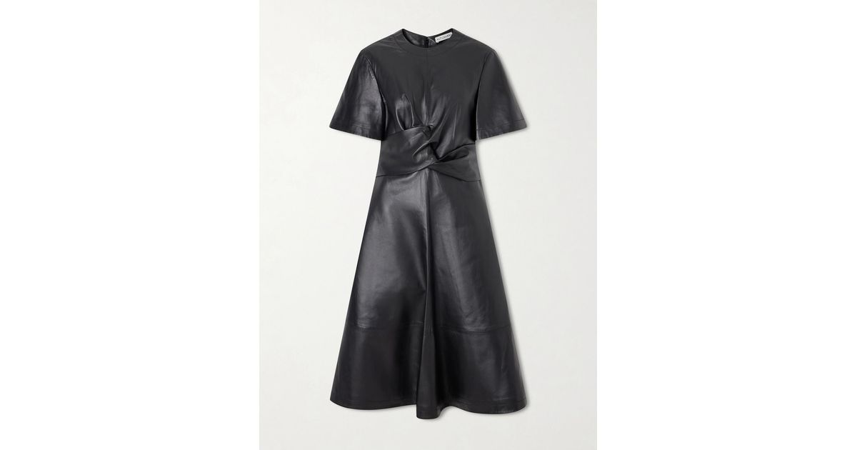 Altuzarra Kirsty Wrap-Effect Paneled Leather Midi Dress in Black | Lyst Altuzarra Kirsty Wrap-Effect Paneled Leather Midi Dress in Black | Lyst