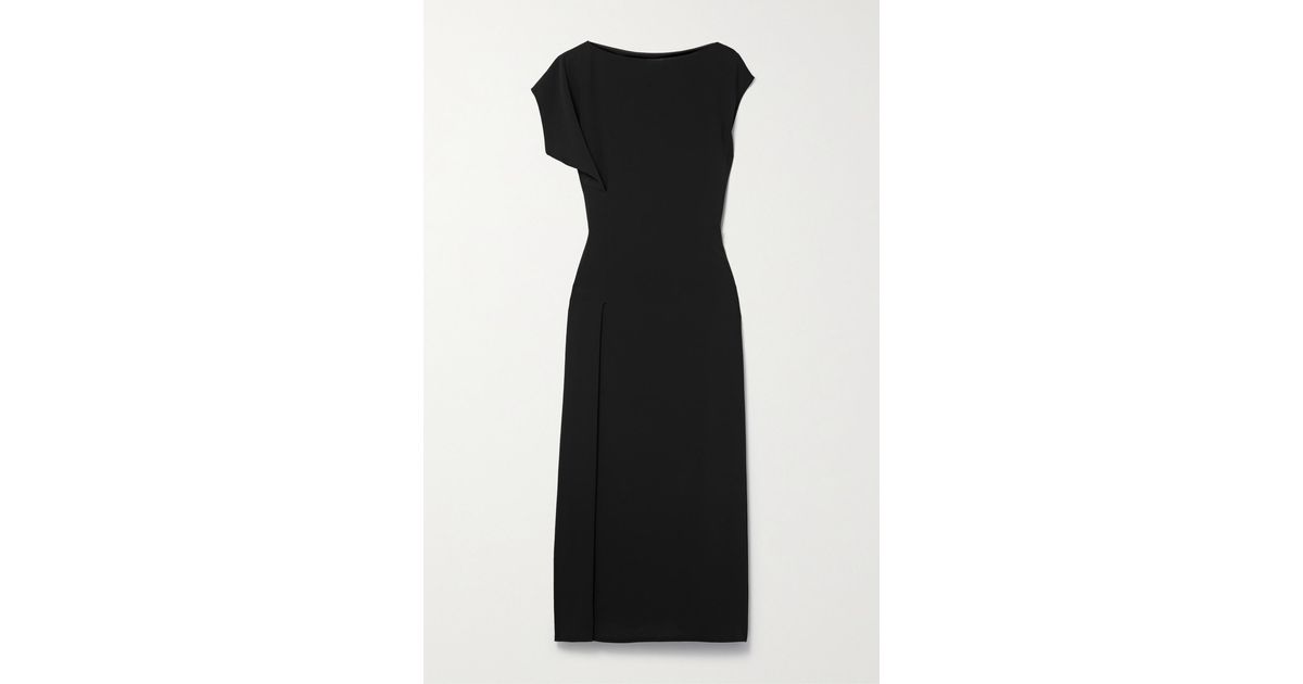 The Row Blathine Crepe Midi Dress in Black | Lyst UK