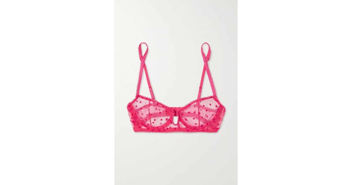 Le Petit Trou Framboise Ruffled Flocked Tulle Underwired Soft-cup Bra ...