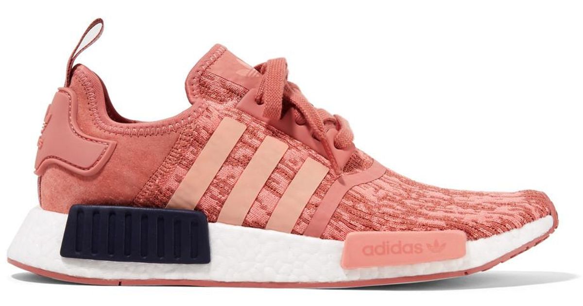 Adidas Originals Pink Nmd_r1 Suede paneled Primeknit Sneakers Adidas Originals Pink Nmd_r1 Suede paneled Primeknit Sneakers