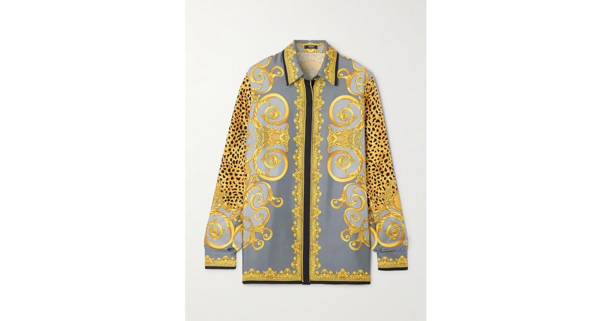 Versace Printed Silk-Twill Shirt in Metallic Lyst UK