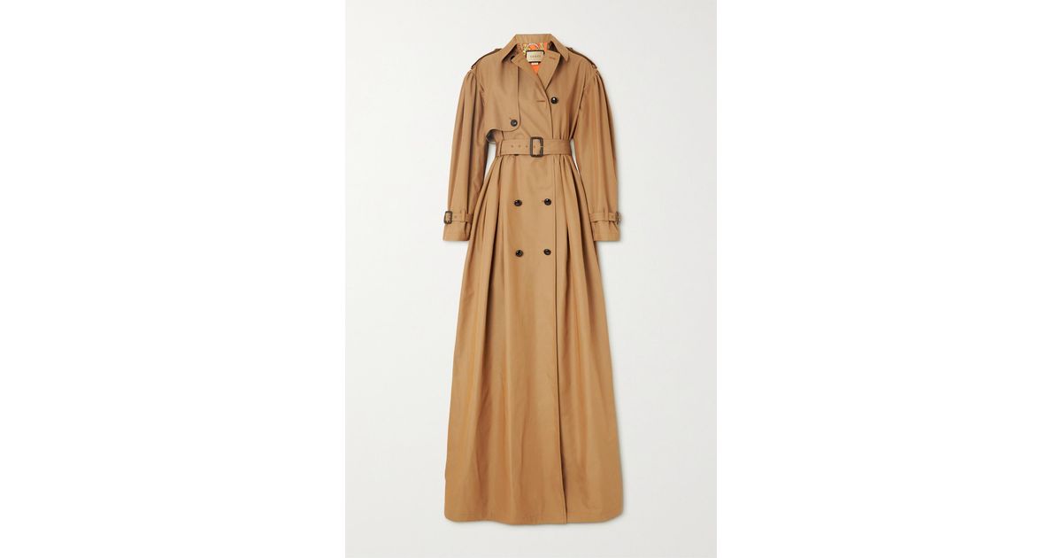 Gucci Belted Pleated Cotton-gabardine Trench Coat in Natural | Lyst