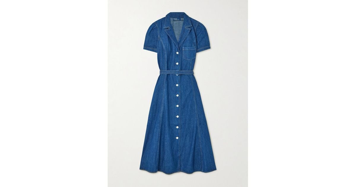☆関税込【POLO RALPH LAUREN】Hampton belted denim midi dress Polo Ralph Lauren Hampton Belted Denim Midi Dress in Blue | Lyst