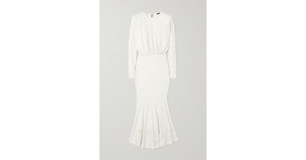 white sequin midi