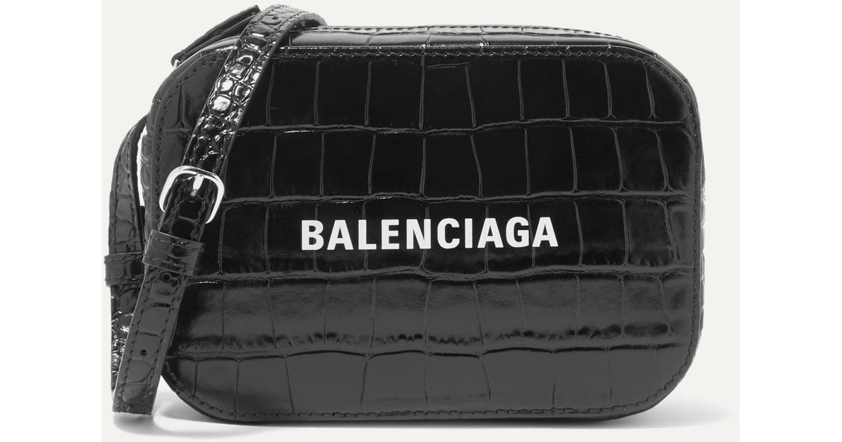 Balenciaga Everyday Xs Aj Printed Croc effect Leather Camera Bag