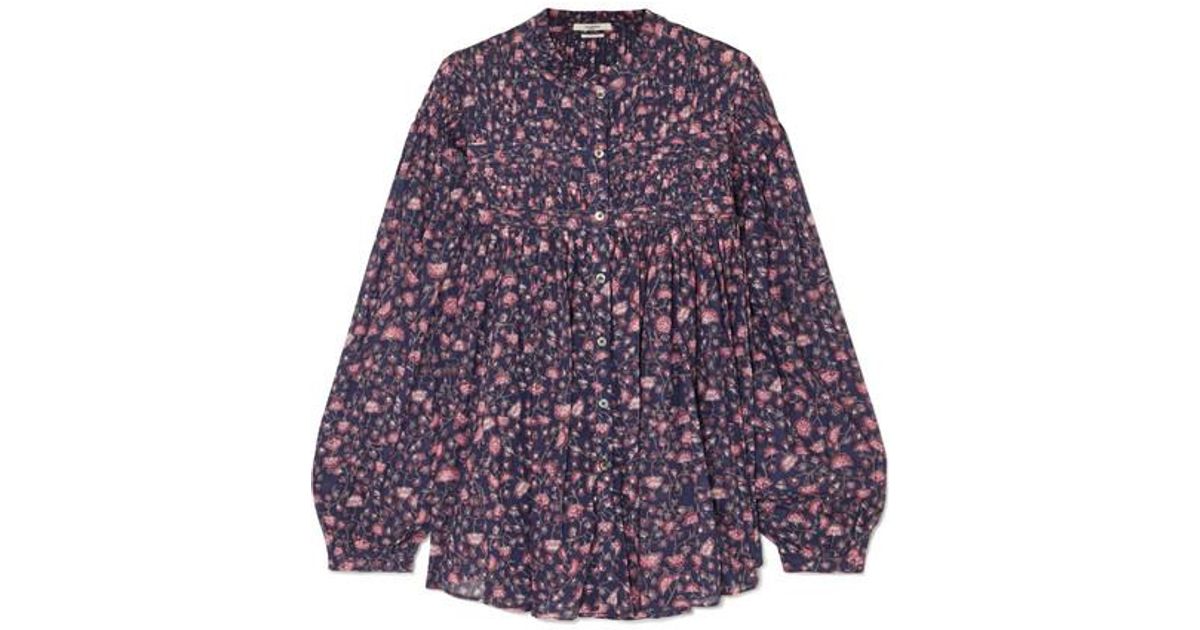 Étoile Isabel Marant Laila Pintucked Floral-print Cotton Blouse in ...