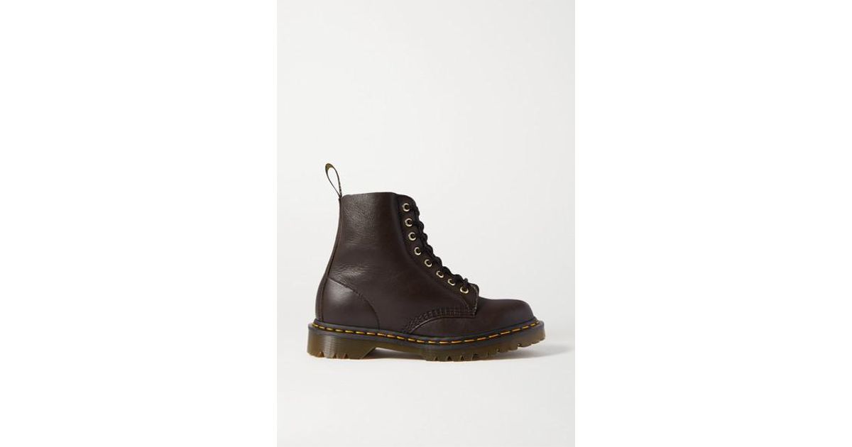 Dr. Martens 1460 Pascal Shearling-lined Textured-leather Ankle Boots in  Dark Brown (Brown) - Lyst