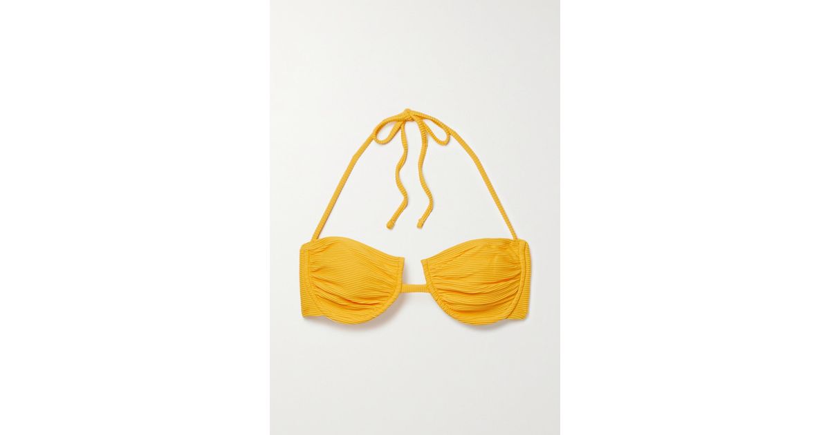 Fisch Synthetic + Net Sustain Coquillage Recycled Ribbed Underwired  Halterneck Bikini Top in Yellow | Lyst
