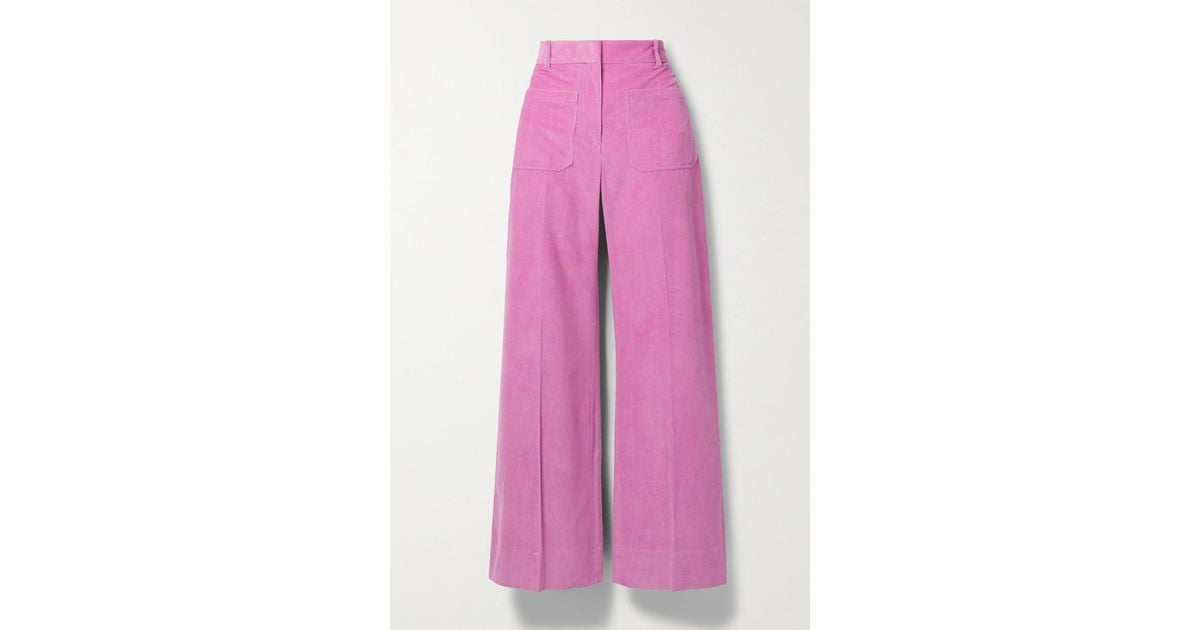 Victoria Beckham Alina Cotton-corduroy Flared Pants in Pink | Lyst Canada