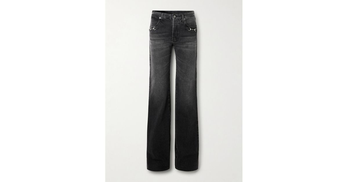 Gucci Horsebit-Detailed Low-Rise Bootcut Jeans in Black | Lyst