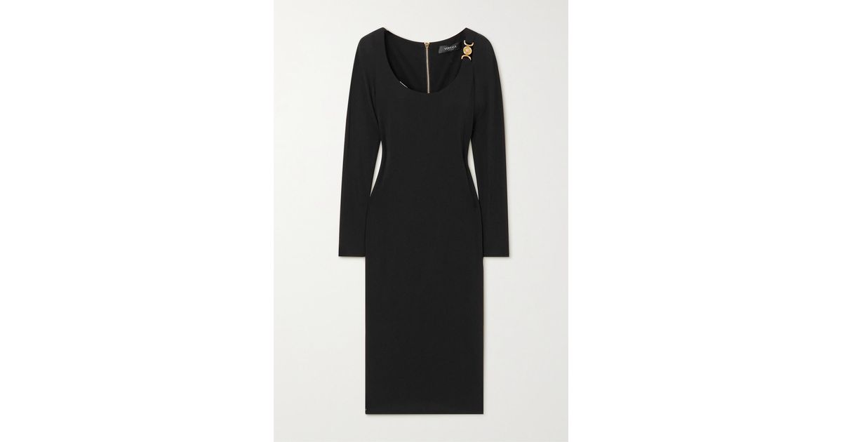 Versace Embellished Stretch-crepe Midi Dress in Black | Lyst