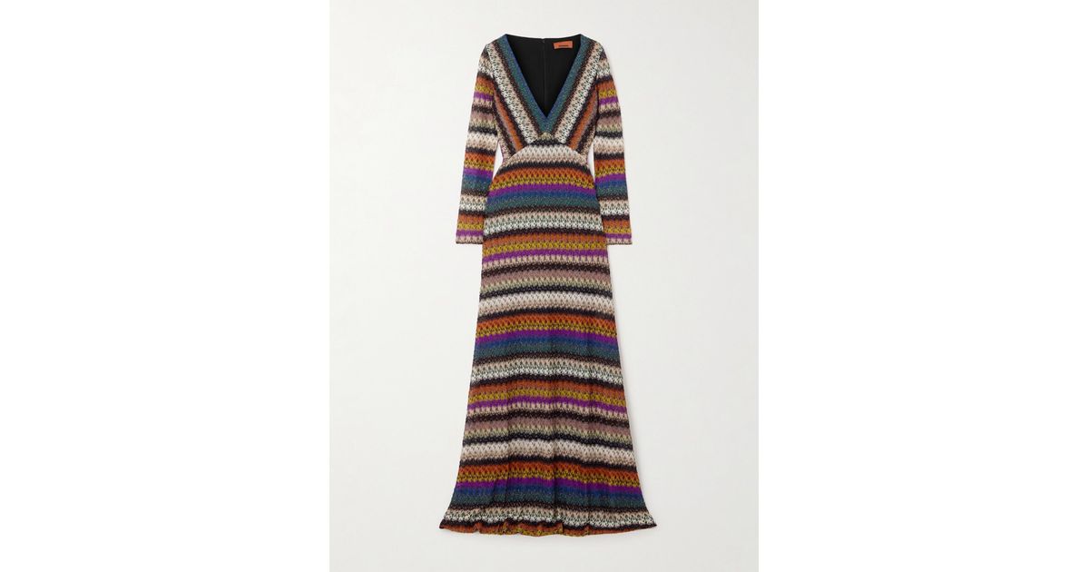 missoni metallic striped crochet knit maxi dress Missoni Metallic Striped Crochet-Knit Maxi Dress In Silver - 60% Off