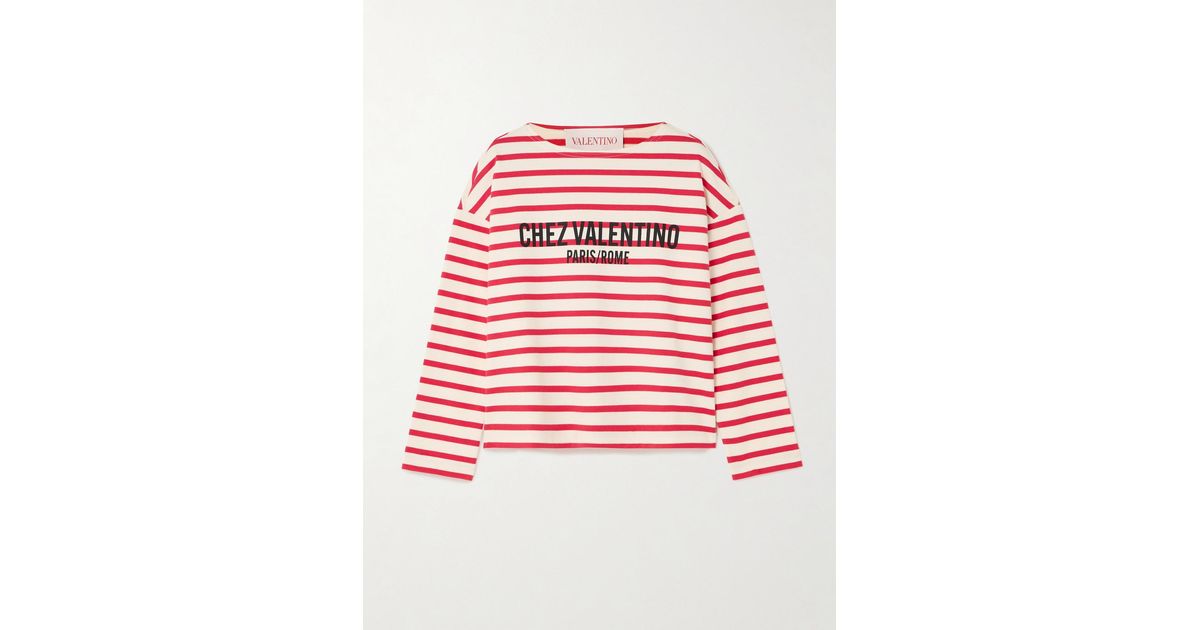 【関税＆送料込み】Valentino Garavani Striped Cotton Jersey VALENTINO GARAVANI Striped printed cotton-jersey T-shirt